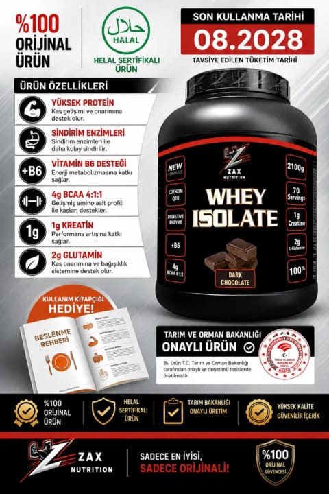 zax nutrition وِی ایزوله پرمیوم فرمول جدید 2100 با گواهی حلال طعم شکلات...