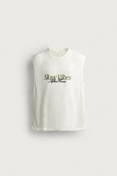 TEXTURED TANK TOP WITH EMBROIDERY