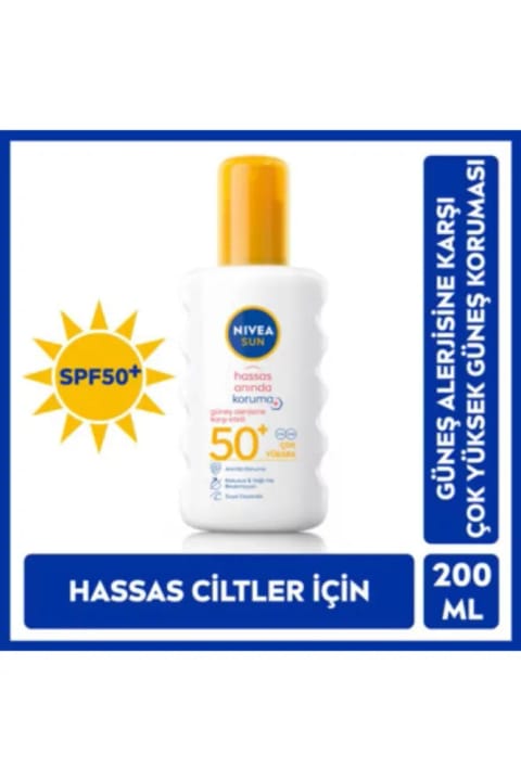 NIVEA Sun SPF 50+ اسپری ضدآفتاب محافظ حساس پوست ۲۰۰ میلی‌لیتر