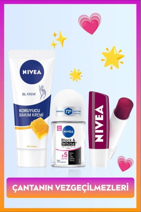 NIVEA رول‌آن دئودورانت زنانه Black & White Invisible Clear 25ml + کرم دست و...