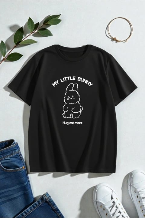 تیشرت طرح Bunny چاپی یونیسکس uyguntarz