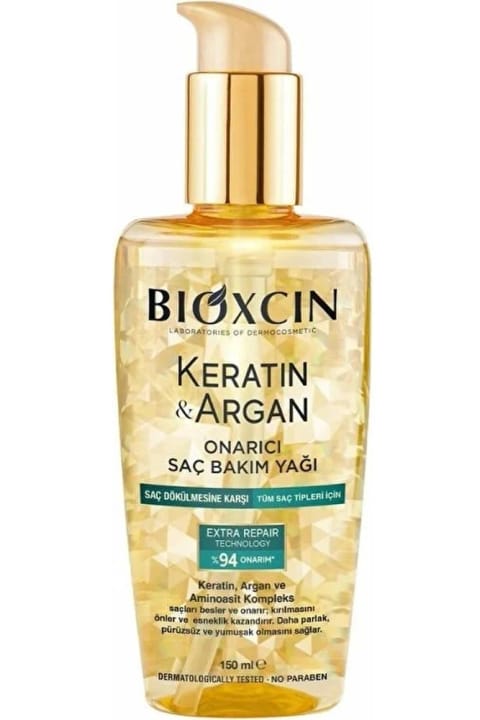 Bioxcin Keratin & Argan ترمیمکننده روغن مراقبت از مو ۱۵۰ میلیلیتر - موهای آسیبدیده و ضعیف