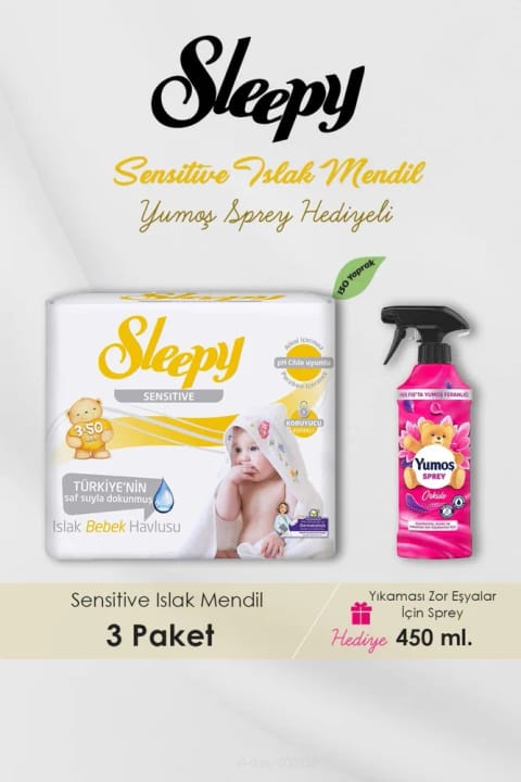 Sleepy 150 Adet Sensitive Islak Mendil, Orkide Oda Kokusu Hediyeli
