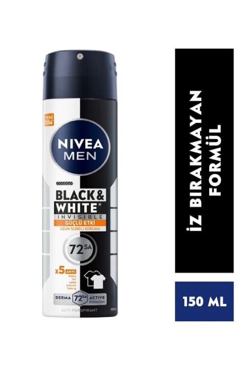 NIVEA Deo اسپری Black And White قدرت اثر مردانه 150 میلیلیتر