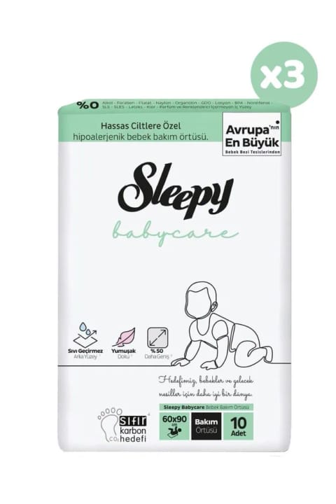 Sleepy Babycare زیرانداز تعویض نوزاد ۱۰ عددی × ۳