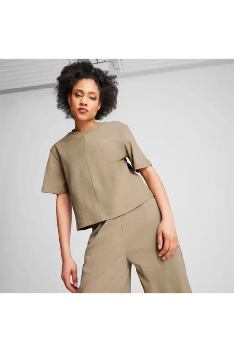 تی‌شرت زنانه Puma CLASSICS Ribbed Relaxed Tee قهوه‌ای روشن