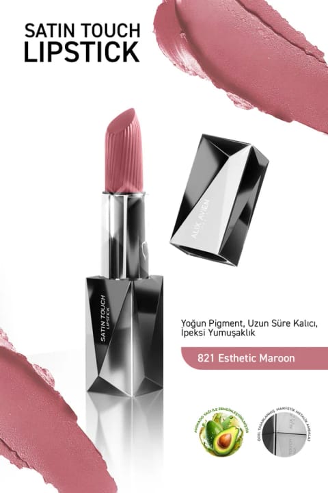 Alix Avien رژ لب نیمه مات بلند ماندگار مرطوب‌کننده با اثری صاف - ساتن — 821 Esthetic Maroon