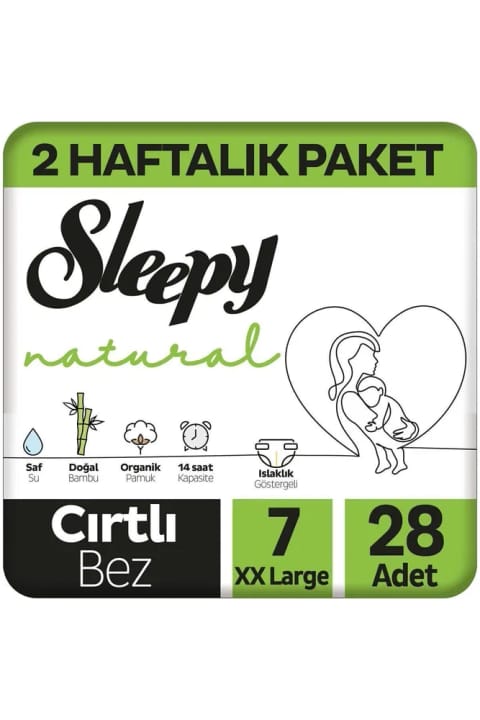 Sleepy Natural 2 هفته بسته پوشک بچه سایز 7 ایکس‌لارج 28 عددی
