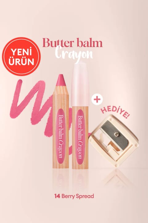 CLIO کرمی، بالم لب رنگی مدادی و تراش Butter Balm Crayon — 014 Berry Spread