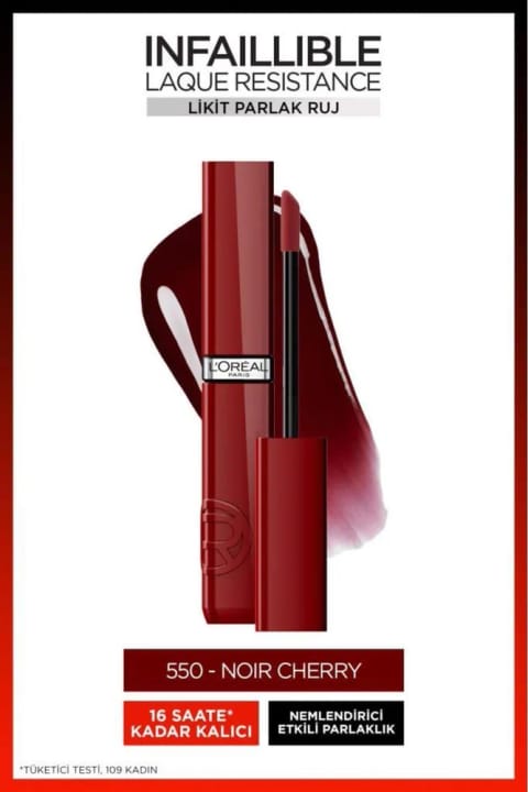 رژ لب مایع براق L'Oreal Paris Infaillible Laque Resistance - 550 Noir Cherry