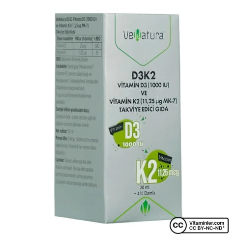 وناتورا ویتامین D3 K2 (11.25 میکروگرم MK-7) قطره 20 میلی‌لیتر