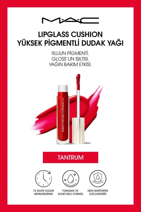 روغن لب M·A·C Lipglass Cushion با پیگمنت بالا - Tantrum