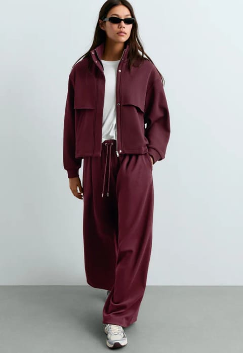 کت آستین بلند جورابی گشاد Burgundy