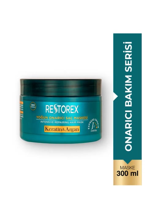 Restorex Keratin & Argan ماسک ترمیمکننده مو ۳۰۰ میلیلیتر - برای موهای آسیبدیده و...