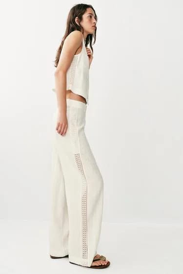 TROUSERS WITH SIDE LACE INSERTS