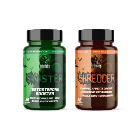 پک شروع چربی‌سوز GRIMLABS - SINISTER TESTO BOOSTER & SHREDDER FAT BURNER 30 MİX CAPS