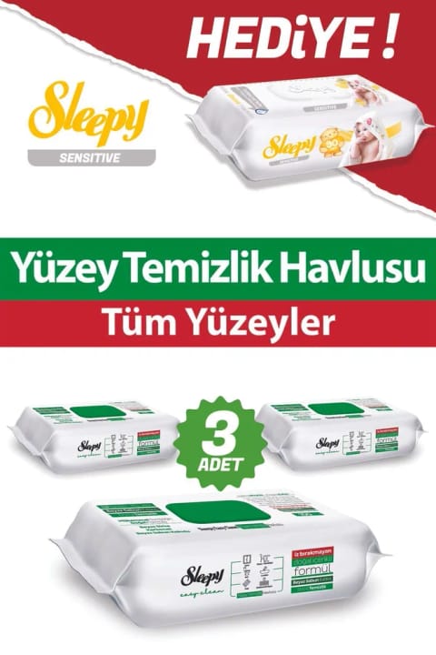 Sleepy بیبی صابون سفید Easy Clean 3×100 + هدیه ۹۰ تایی Sensitive
