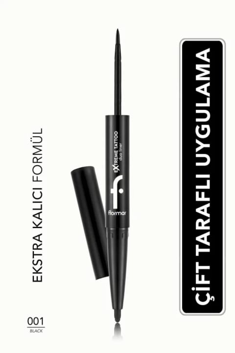 خط چشم و مداد چشم ژلهای دو سر Flormar Extreme Tattoo (مشکی) - 001 مشکی