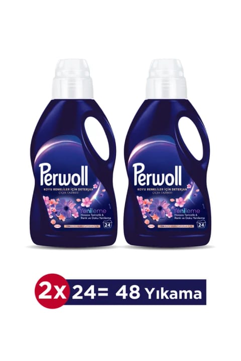 Perwoll Renewal رنگهای تیره جذابیت گل 2x 1485 میلیلیتر 48 شستشو