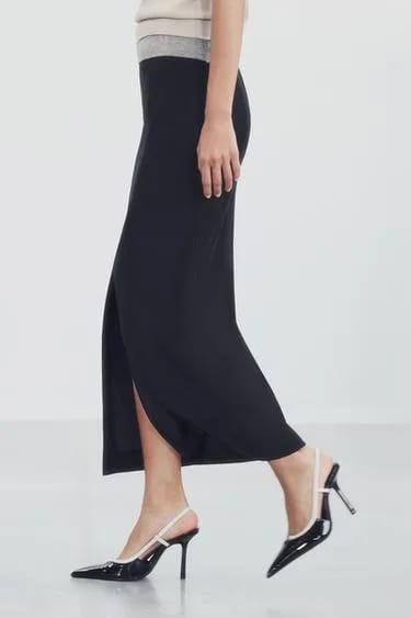 کفش پاشنه‌دار اسلینگ‌بک با اثر چرم براق Zara