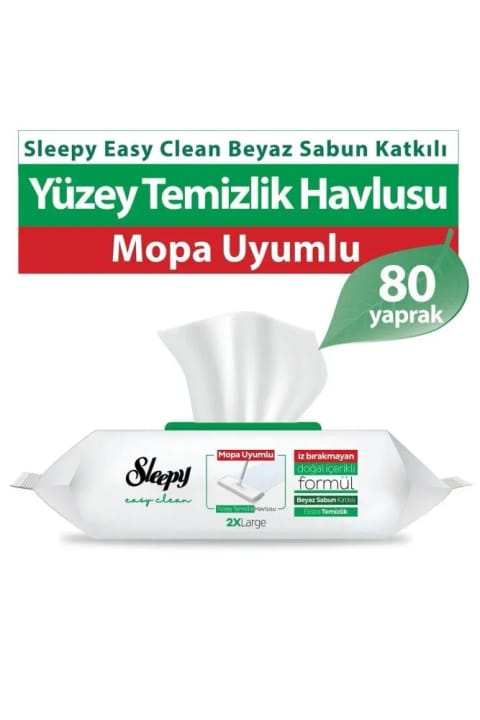 Sleepy Easy Clean دستمال تمیزکننده سطح سازگار با تی، حاوی صابون سفید ۸۰ عددی