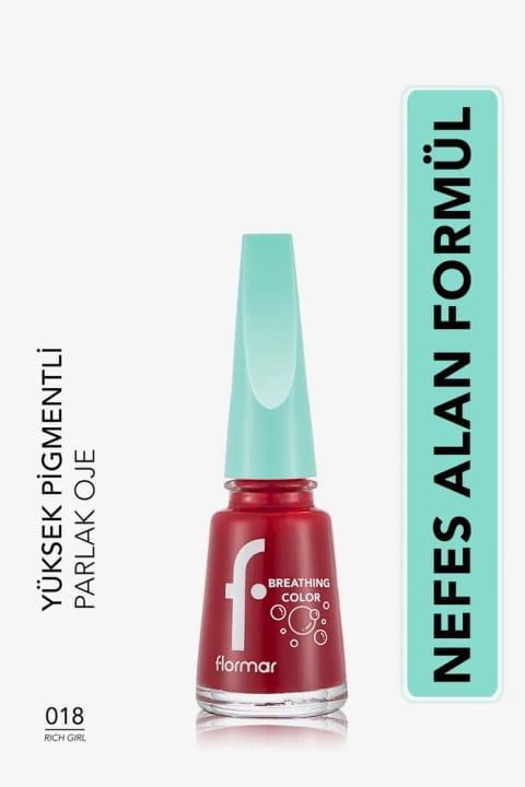 Flormar Nefes Alan Parlak Oje - Breathing Color Nail Enamel - 018 Rıch Gırl