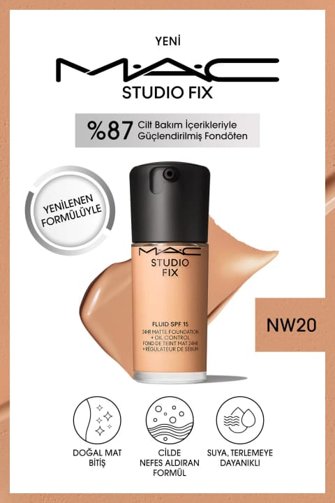 فونداسیون مات ماندگار تا ۲۴ ساعت M.A.C Studio Fix Fluid SPF15 - رنگ: NW2