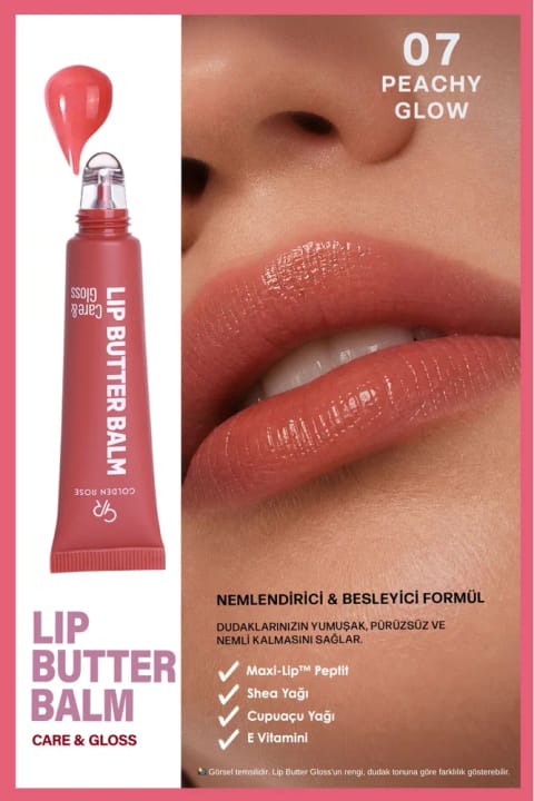 Golden Rose Lip Butter Balm Care&Gloss - 07 Peachy Glow - بالم لب رنگی