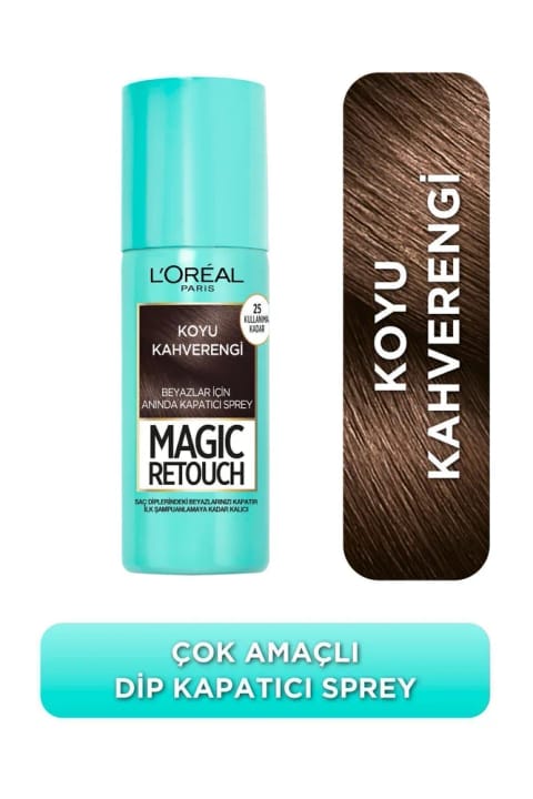 L'Oreal Paris Magic Retouch کاور موهای سفید، قهوه ای تیره، اسپری مو