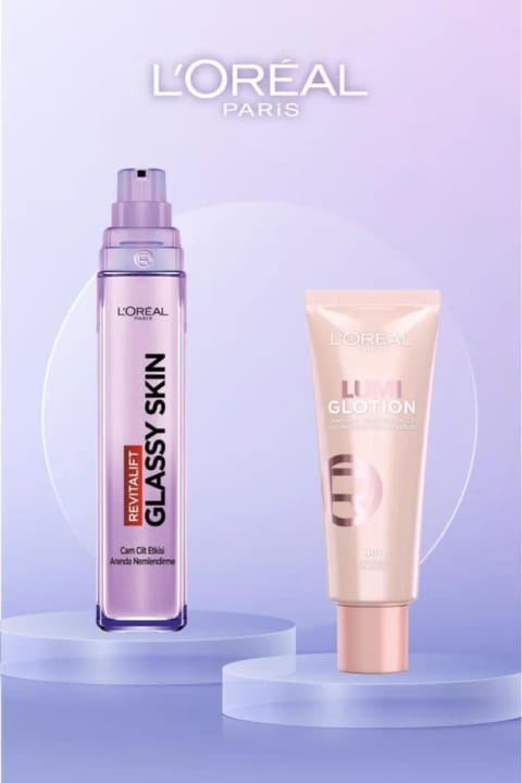 L'Oreal Paris Revitalift Filler Glassy Skin کرم پوست شیشه‌ای + 901 Fair Glow Glotion ست درخشان