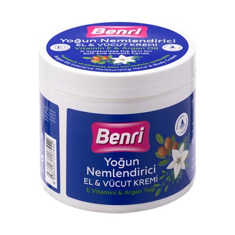 Benri Argan Yağlı Yoğun Nemlendirici El ve Vücut Kremi 500 ml