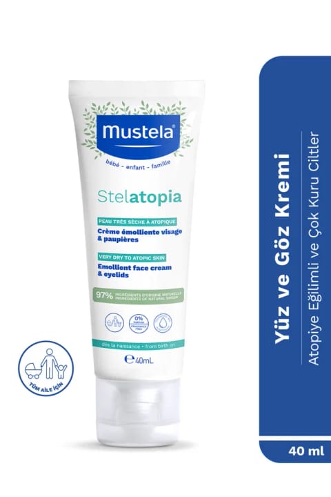 Mustela %97 طبیعی Stelatopia صورت و دور چشم برای پوست بسیار خشک و آتوپیک