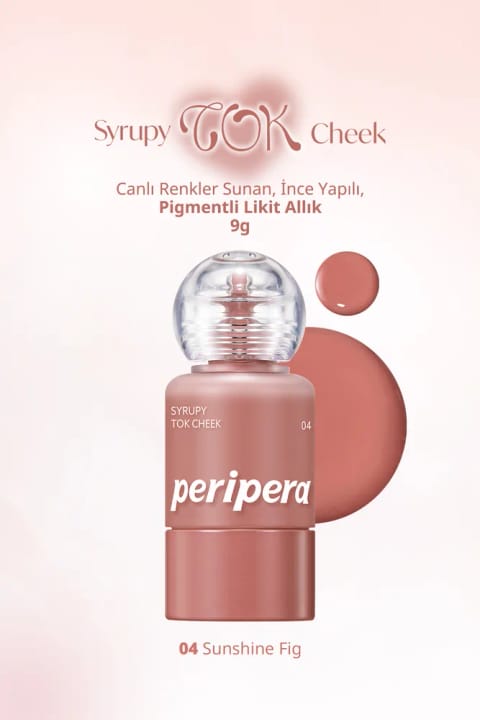 PERIPERA رژگونه مایع سبک با بافت یکپارچه با پوست، پیگمنته Syrupy Tok Che... — 04 Sunshine Fig