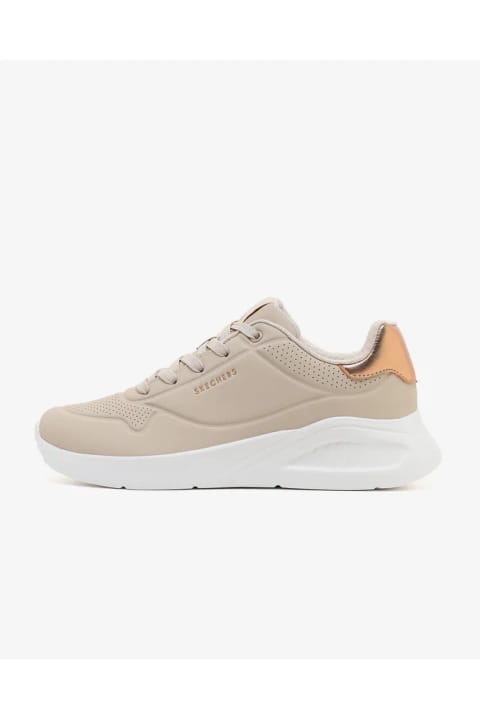 SKECHERS زنانه کفش ورزشی، UNO LITE - SHIMMER ALONG 177291-NAT کرم، چرم 41