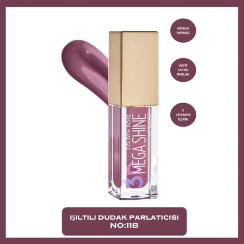 Golden Rose 3D Mega Shine Lipgloss شماره 118