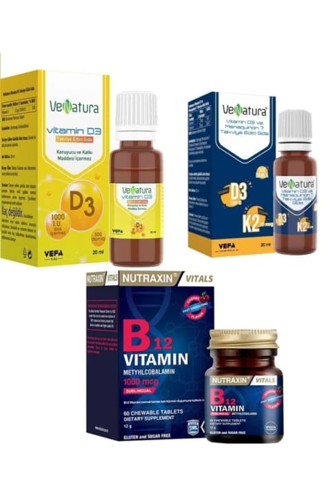 وناتورا D3K2 20 میلی‌لیتر قطره + 1000 واحد بین‌المللی D3 قطره + نوتراکسین B12 ویتامین