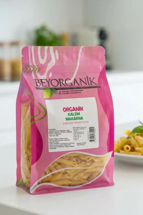 BEYORGANİK ماکارونی قلمی ارگانیک 500 گرم (دارای آنالیز آفلاتوکسین و سموم)