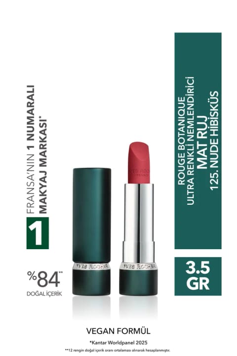 Yves Rocher Rouge Botanique رژ لب مات مرطوب کننده فوق رنگدانه - 125 Nude Hib