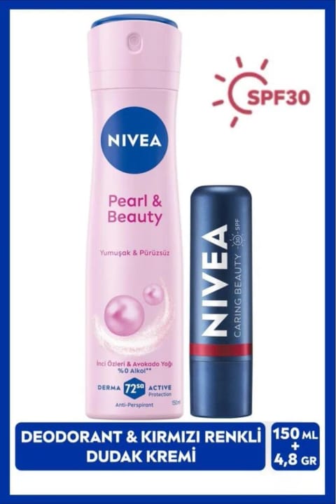 NIVEA ضد تعریق اسپری و کرم مرطوب‌کننده لب قرمز SPF30