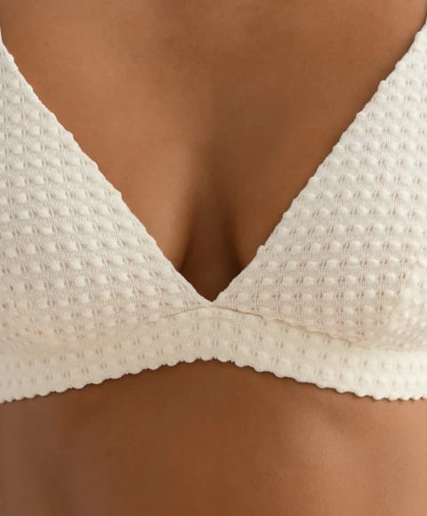 Bubble-texture crochet triangle bikini top
