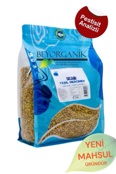 BEYORGANİK عدس سبز ارگانیک ۲.۵ کیلوگرم (دارای آنالیز سموم و آفلاتوکسین)