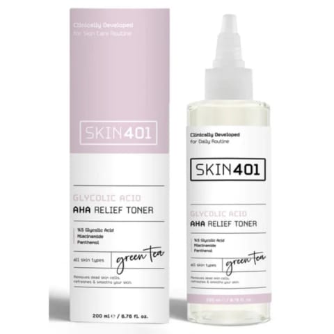 Skin401 تونر ۲۰۰ میلی‌لیتری حاوی ۵٪ Glycolic Acid روشن‌کننده و ضد لک