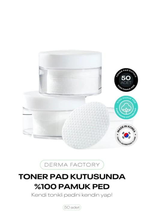DERMA FACTORY 100% پنبه پد تونر پد ۵۰ عددی با بافت چندگانه