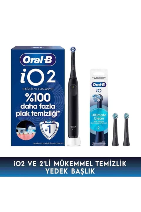 Oral-B iO2 مشکی مسواک برقی/شارژی با 2 هد یدکی مخصوص حساسیت