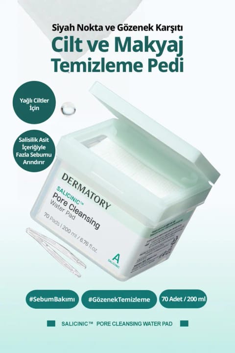 DERMATORY پد پاک‌کننده آرایش با سالیسیلیک اسید برای پاک‌سازی سبوم اضافی پوست