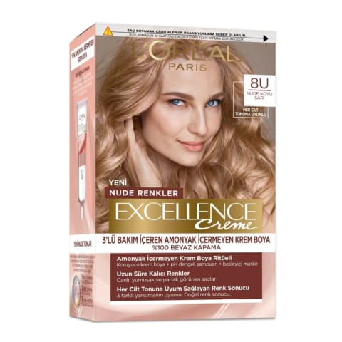 Loreal Paris Excellence Creme Nude Renkler رنگ مو - 8U بلوند تیره نود