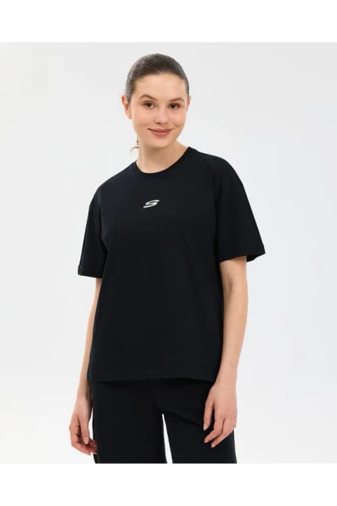SKECHERS تی‌شرت گرافیکی آستین کوتاه زنانه مشکی