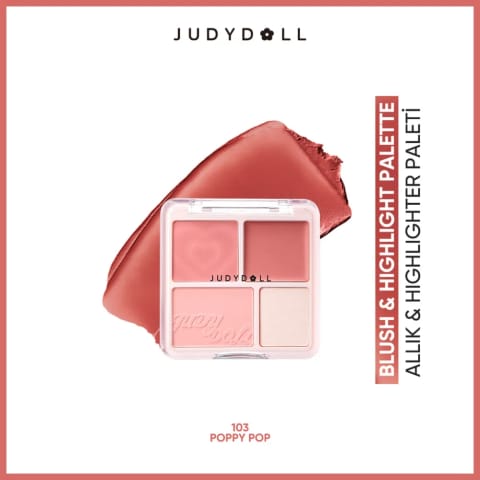 پالت رژگونه و هایلایتر Judydoll 103 Poppy Pop
