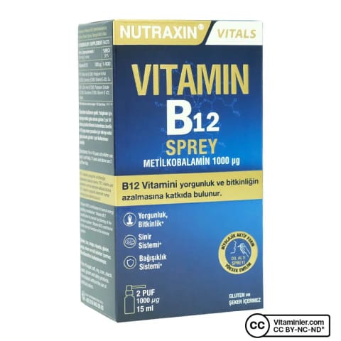 Nutraxin ویتامین B12 1000 میکروگرم اسپری 15 میلی‌لیتر
