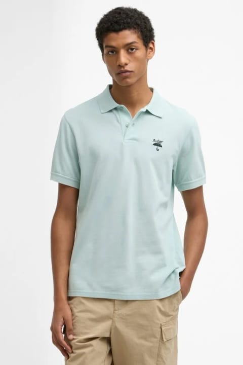 پیراهن پولو یقه Barbour مدل Comebe فیت Tailored رنگ آبی نعنایی BU11